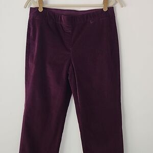 J. Jill Burgundy Fine Corduroy Pull On Elastic Waist Pants 8 (G10)